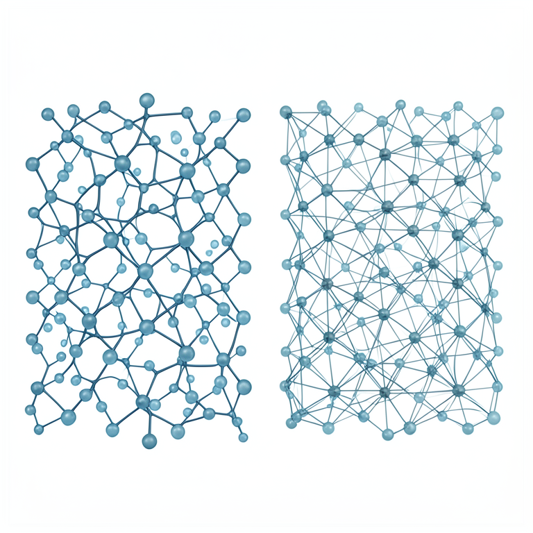 AI-generated conceptual illustration (acrylic acid-based hydrogel polymer networks). It explains the idea and does not show study data.