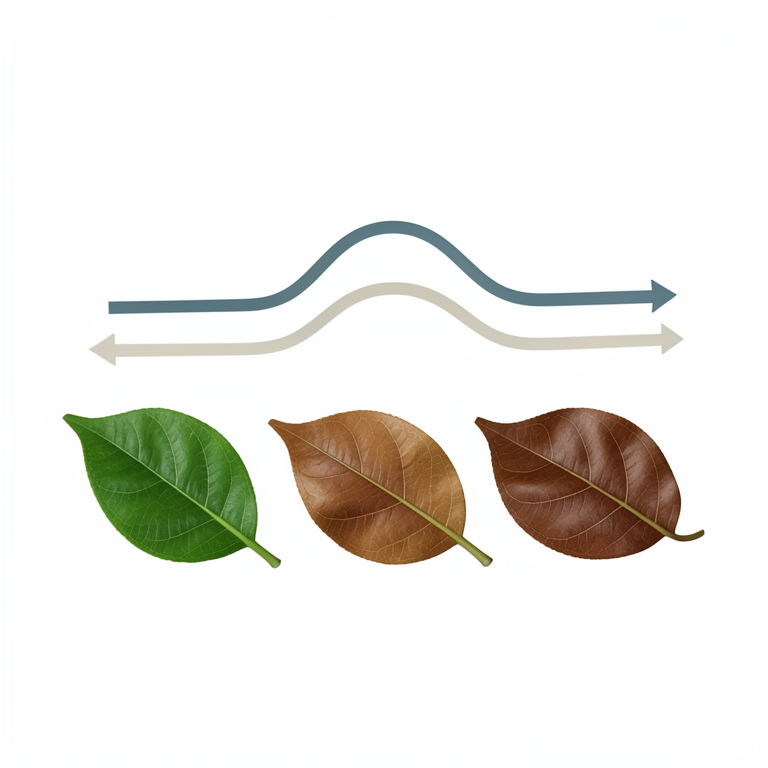 AI-generated conceptual illustration (Camellia sinensis leaves). It explains the idea and does not show study data.