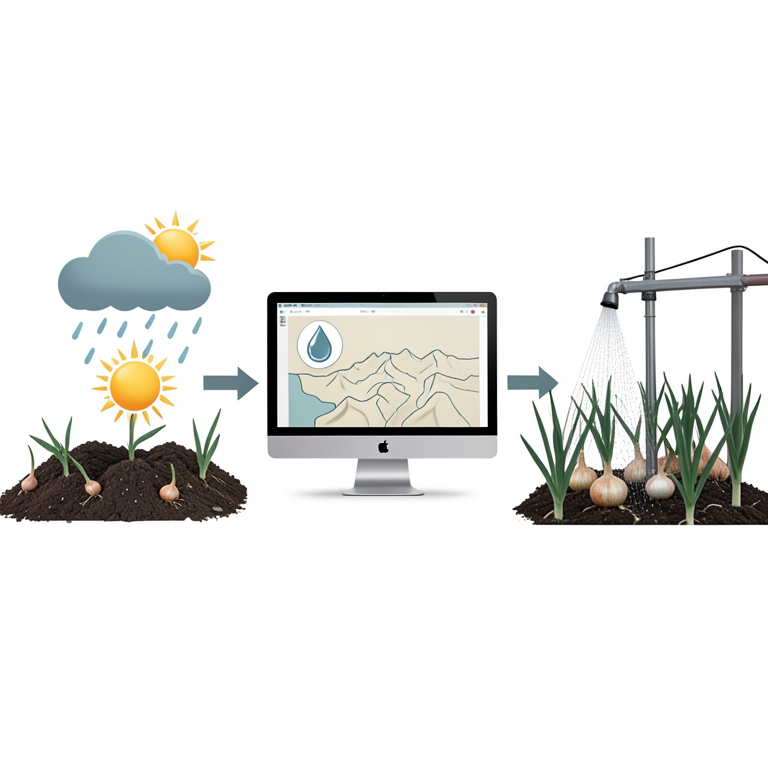 AI-generated conceptual illustration (onion plants in a cultivated field). It explains the idea and does not show study data.