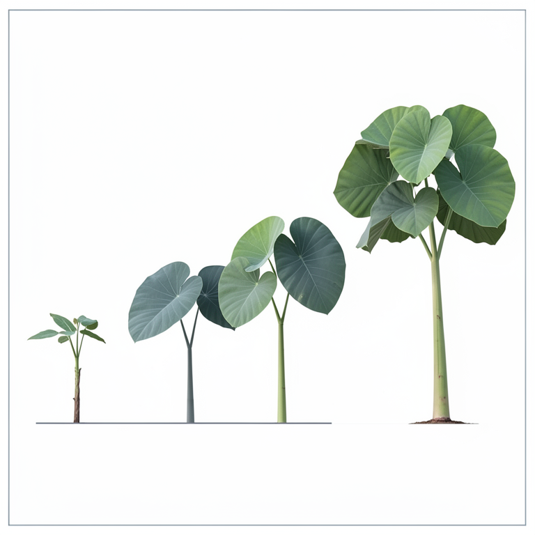 AI-generated conceptual illustration (taro plants (Colocasia esculenta)). It explains the idea and does not show study data.