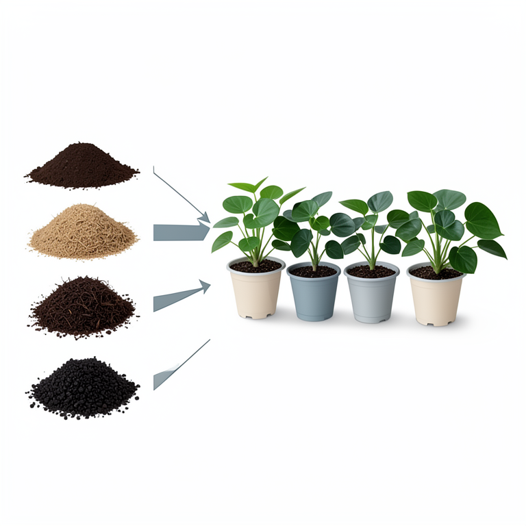 AI-generated conceptual illustration (Geranium aralia (Polyscias guilfoylei) plants in pots). It explains the idea and does not show study data.