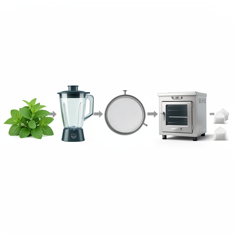 AI-generated conceptual illustration (Fresh herbal leaves and tea bags). It explains the idea and does not show study data.