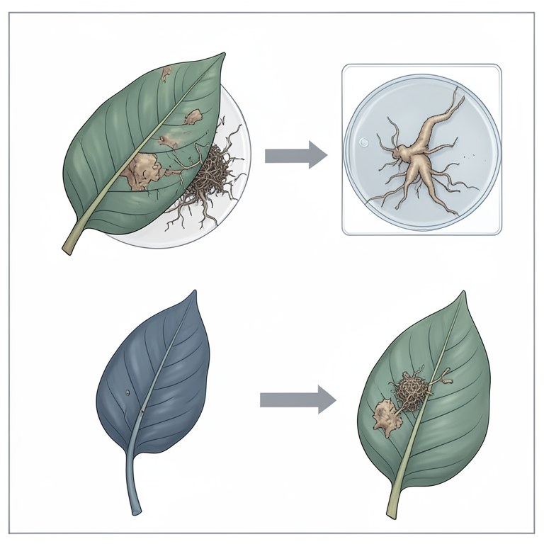 AI-generated conceptual illustration (Vanilla planifolia plants and fungal cultures). It explains the idea and does not show study data.