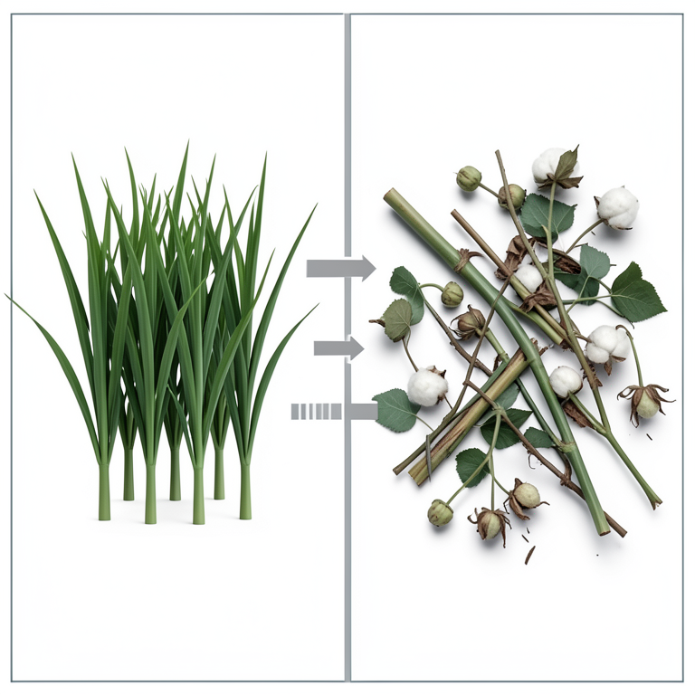 AI-generated conceptual illustration (Paddy, cotton, and chickpea plants in a coastal field). It explains the idea and does not show study data.