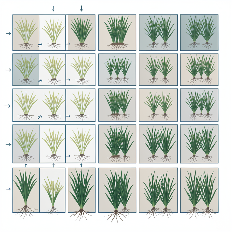 AI-generated conceptual illustration (transplanted rice (Oryza sativa L.) in a paddy field). It explains the idea and does not show study data.