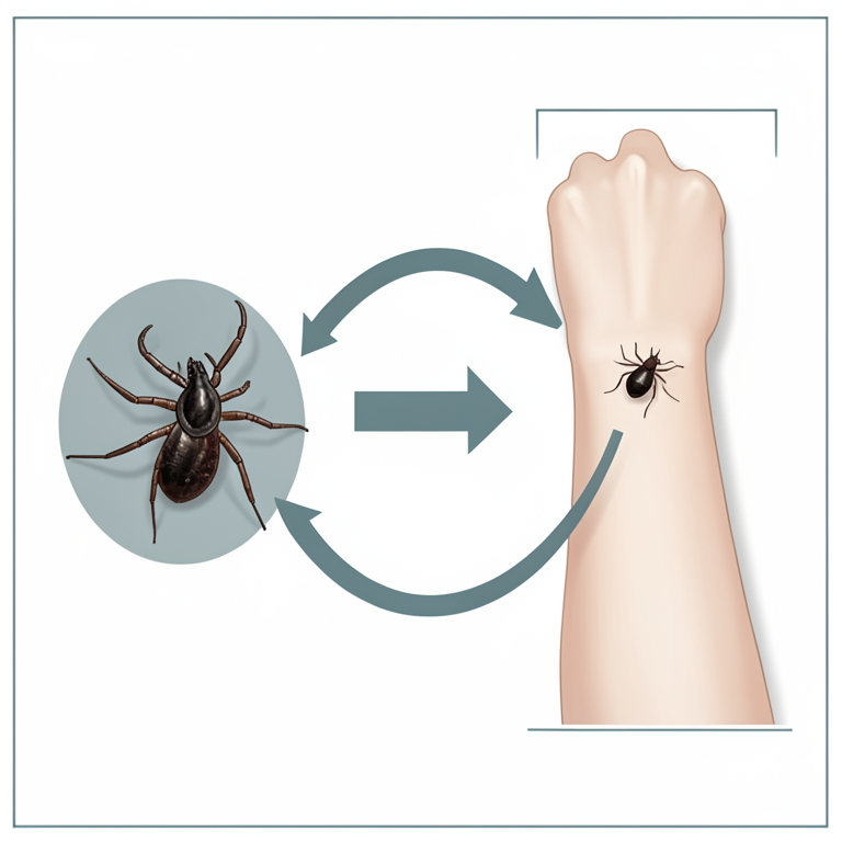 AI-generated conceptual illustration (Hyalomma ticks, cattle, and humans). It explains the idea and does not show study data.