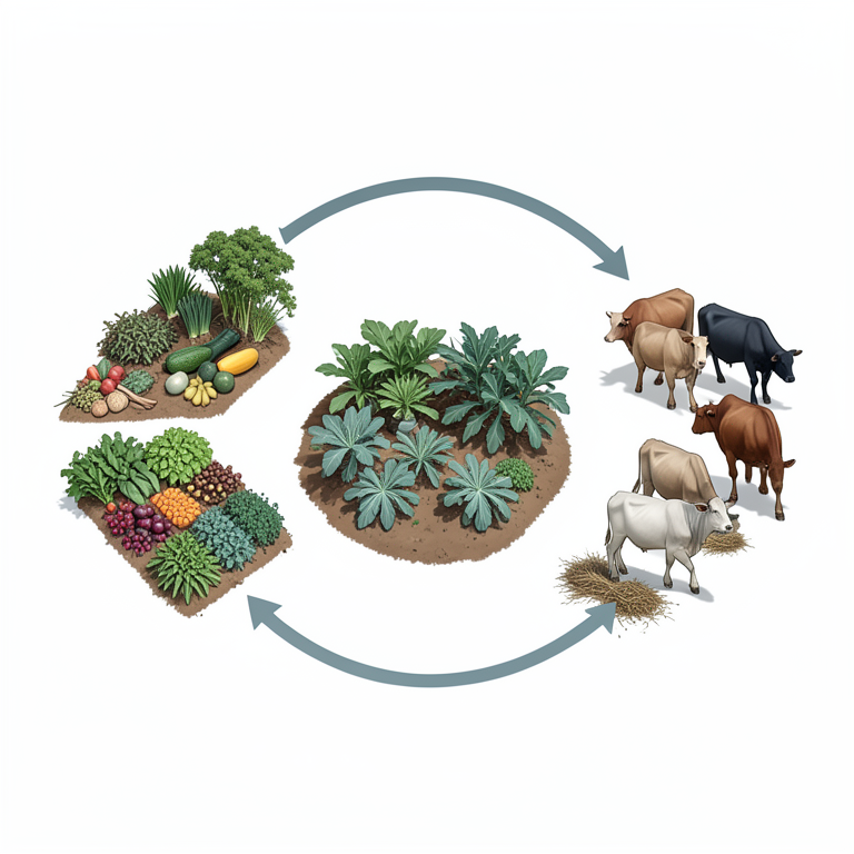 AI-generated conceptual illustration (smallholder organic farms in East Africa). It explains the idea and does not show study data.