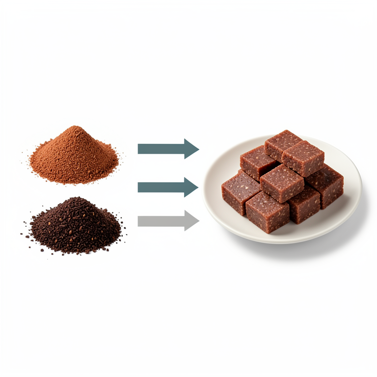 AI-generated conceptual illustration (ragi flour, khoa, and jaggery). It explains the idea and does not show study data.