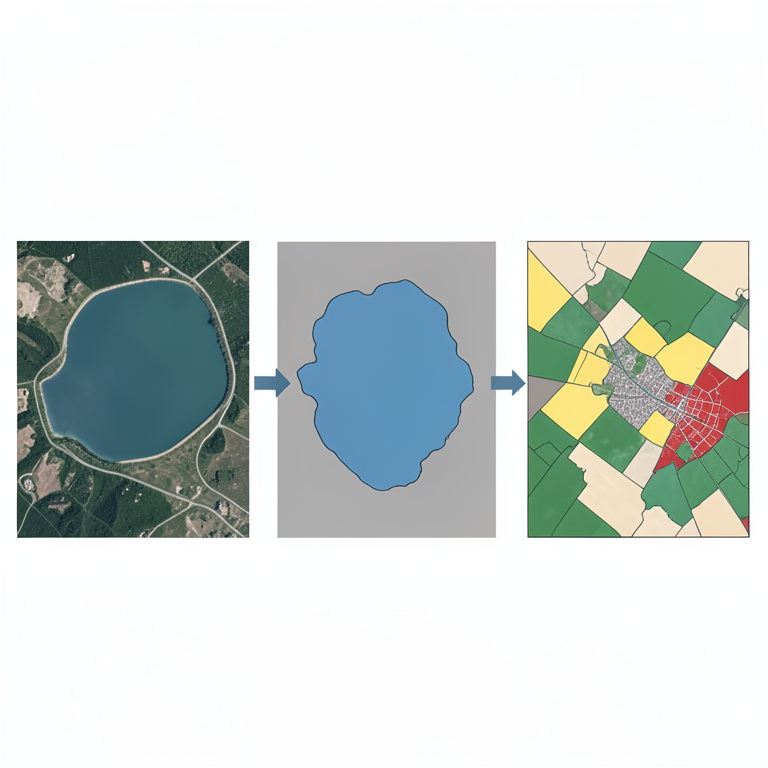 AI-generated conceptual illustration (Mahendrasagar pond and its surrounding landscape in Tikamgarh district). It explains the idea and does not show study data.