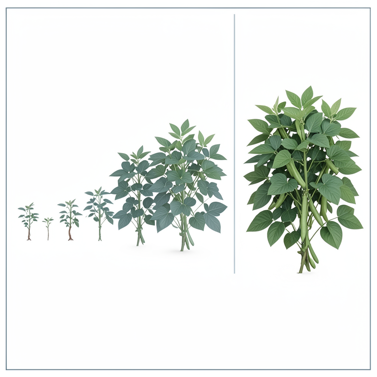 AI-generated conceptual illustration (mungbean plants (Vigna radiata)). It explains the idea and does not show study data.