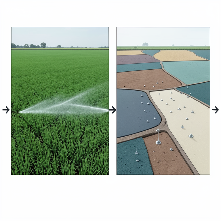 AI-generated conceptual illustration (Indian rice paddy fields). It explains the idea and does not show study data.