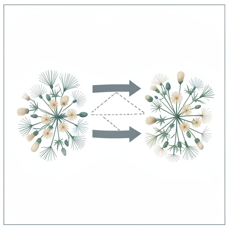 AI-generated conceptual illustration (Subtropical pollen grains from grass and weed species). It explains the idea and does not show study data.