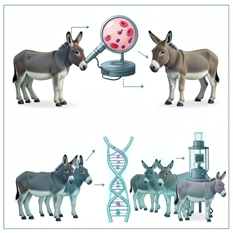AI-generated conceptual illustration (donkeys (Equus asinus)). It explains the idea and does not show study data.
