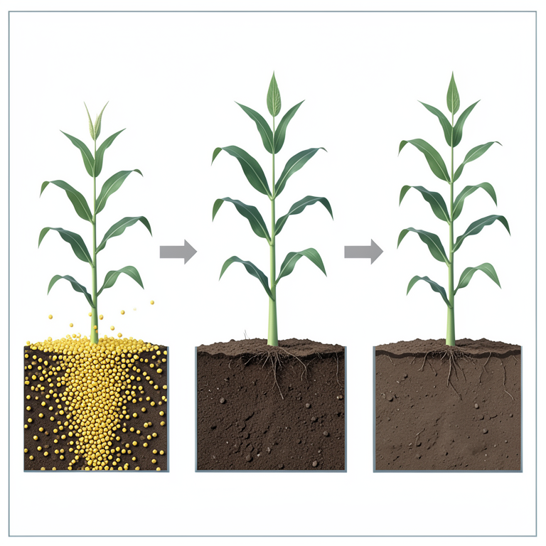 AI-generated conceptual illustration (maize plants in soil). It explains the idea and does not show study data.