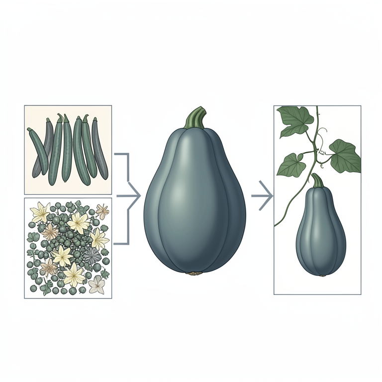 AI-generated conceptual illustration (bottle gourd plants (Lagenaria siceraria)). It explains the idea and does not show study data.