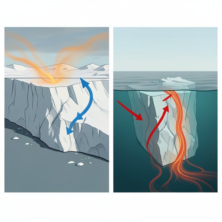 AI-generated conceptual illustration (Tidewater glaciers in the Svalbard archipelago). It explains the idea and does not show study data.