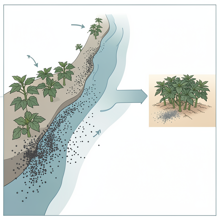 AI-generated conceptual illustration (okra plants and a river in the Senegal river valley). It explains the idea and does not show study data.