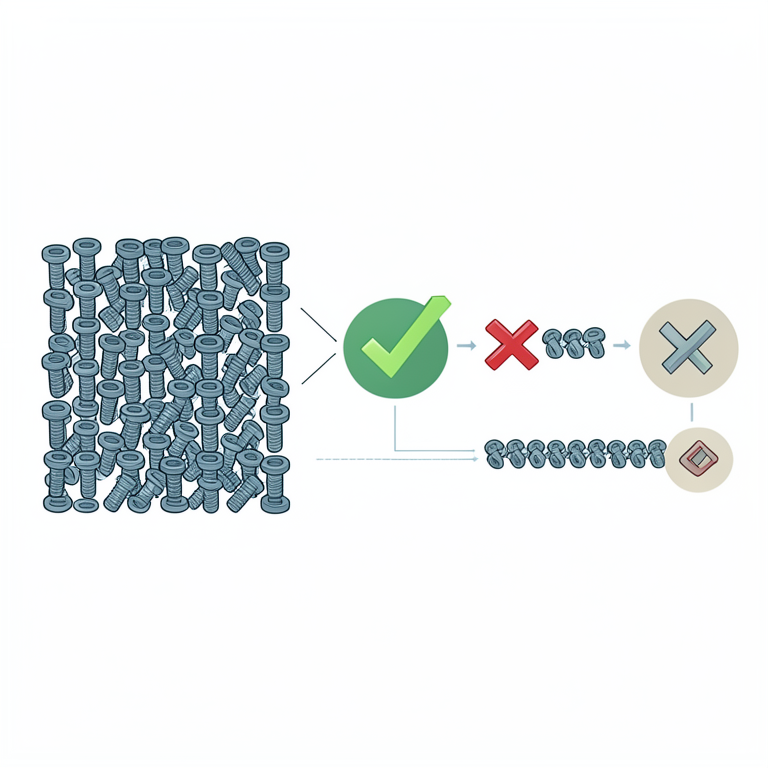 AI-generated conceptual illustration (industrial mechanical components in a quality control setting). It explains the idea and does not show study data.
