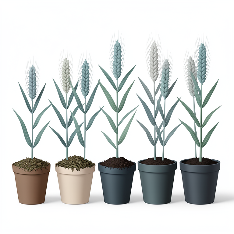 AI-generated conceptual illustration (wheat plants in pots with leaf compost). It explains the idea and does not show study data.
