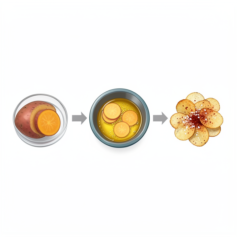 AI-generated conceptual illustration (sweet potato tubers (Ipomoea batatas)). It explains the idea and does not show study data.