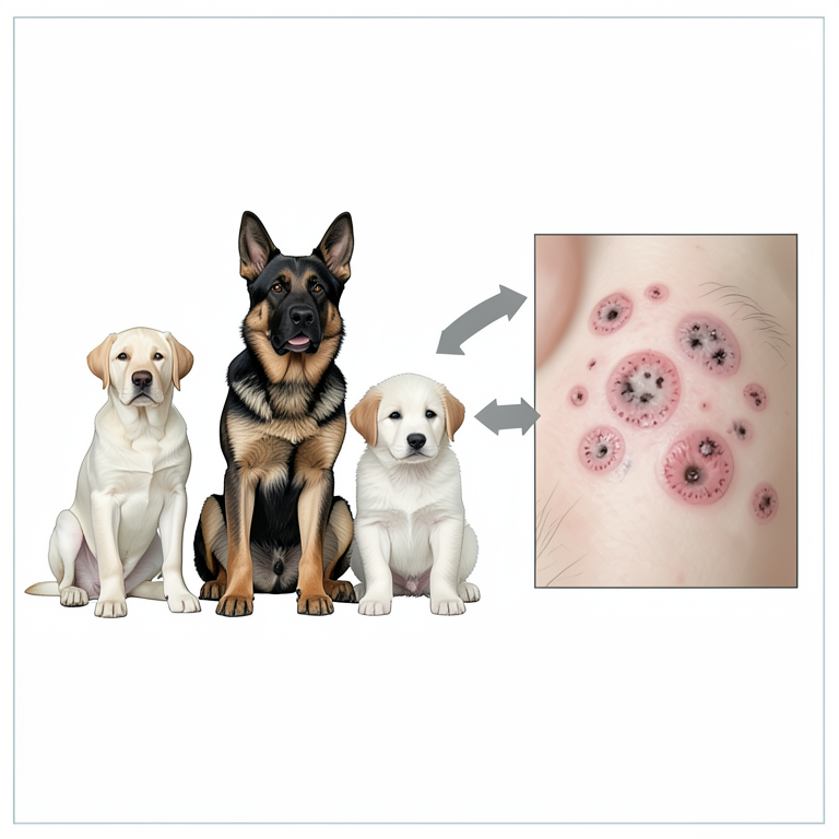 AI-generated conceptual illustration (Labrador Retriever and German Shepherd dogs). It explains the idea and does not show study data.