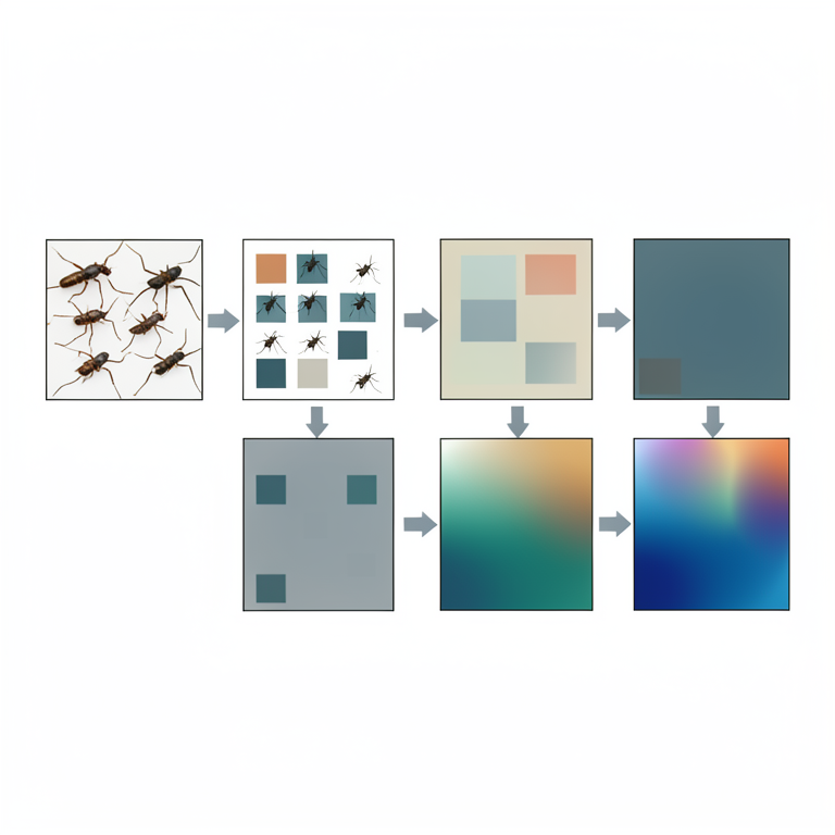 AI-generated conceptual illustration (various forest insects and arthropods). It explains the idea and does not show study data.