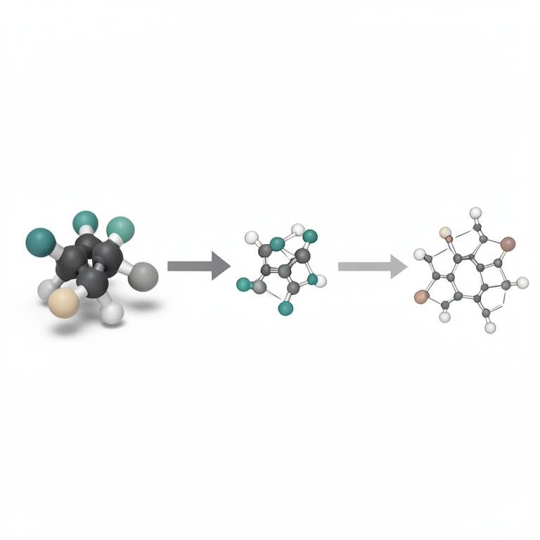 AI-generated conceptual illustration (Palladium catalyst and indole alkaloid molecules). It explains the idea and does not show study data.