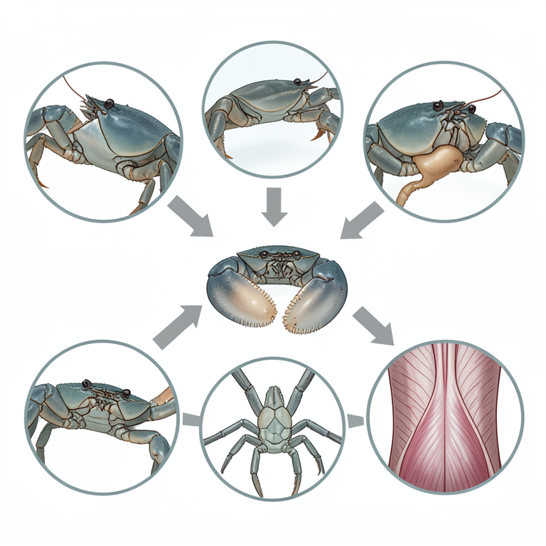 AI-generated conceptual illustration (mangrove crabs (Scylla serrata)). It explains the idea and does not show study data.