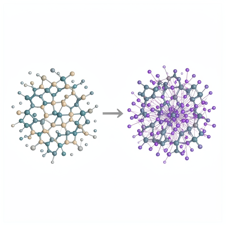 AI-generated conceptual illustration (Copper(II)hydroxy phenyl phthalocyanine crystals and iodine molecules). It explains the idea and does not show study data.