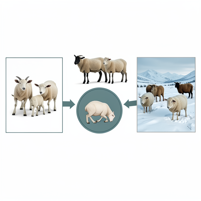 AI-generated conceptual illustration (Ethiopian ruminants (goats and sheep)). It explains the idea and does not show study data.