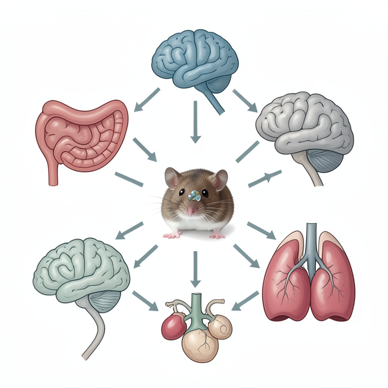 AI-generated conceptual illustration (A laboratory mouse). It explains the idea and does not show study data.