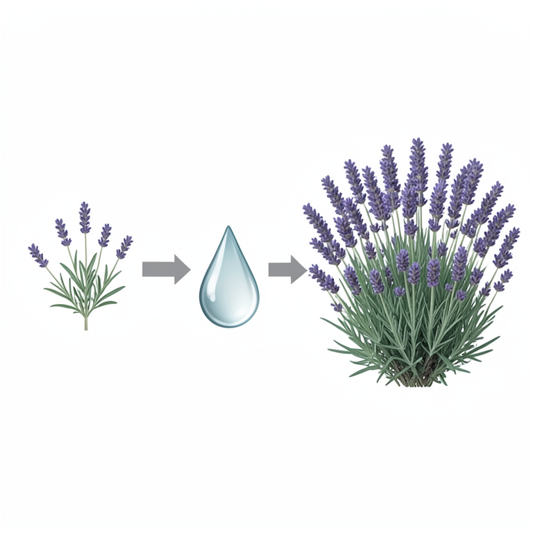 AI-generated conceptual illustration (lavender plants (Lavandula angustifolia) in an arid sandy soil environment). It explains the idea and does not show study data.
