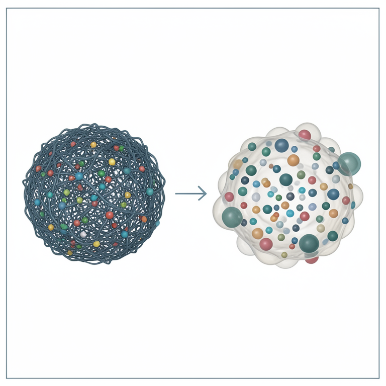 AI-generated conceptual illustration (poly(acrylic acid) microgels). It explains the idea and does not show study data.