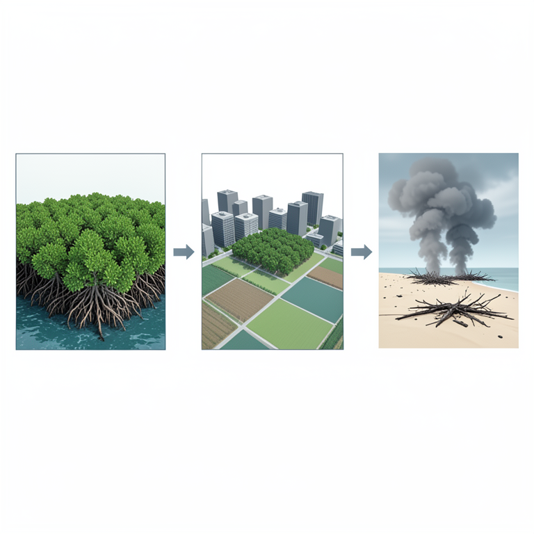 AI-generated conceptual illustration (Mangrove forests in the coastal areas of Kinondoni District, Tanzania). It explains the idea and does not show study data.