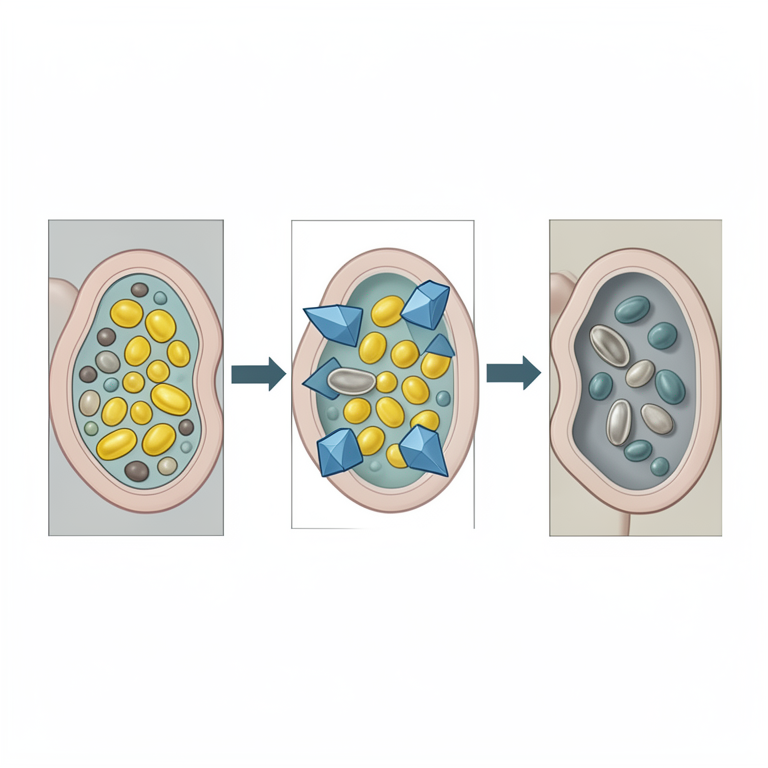 AI-generated conceptual illustration (Sunflower seeds and intestinal lumen). It explains the idea and does not show study data.