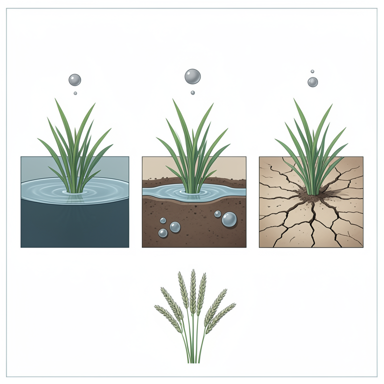 AI-generated conceptual illustration (Oryza sativa (rice plants) in paddy fields). It explains the idea and does not show study data.