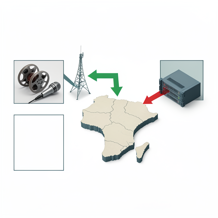 AI-generated conceptual illustration (The Nigerian economy and ICT infrastructure). It explains the idea and does not show study data.