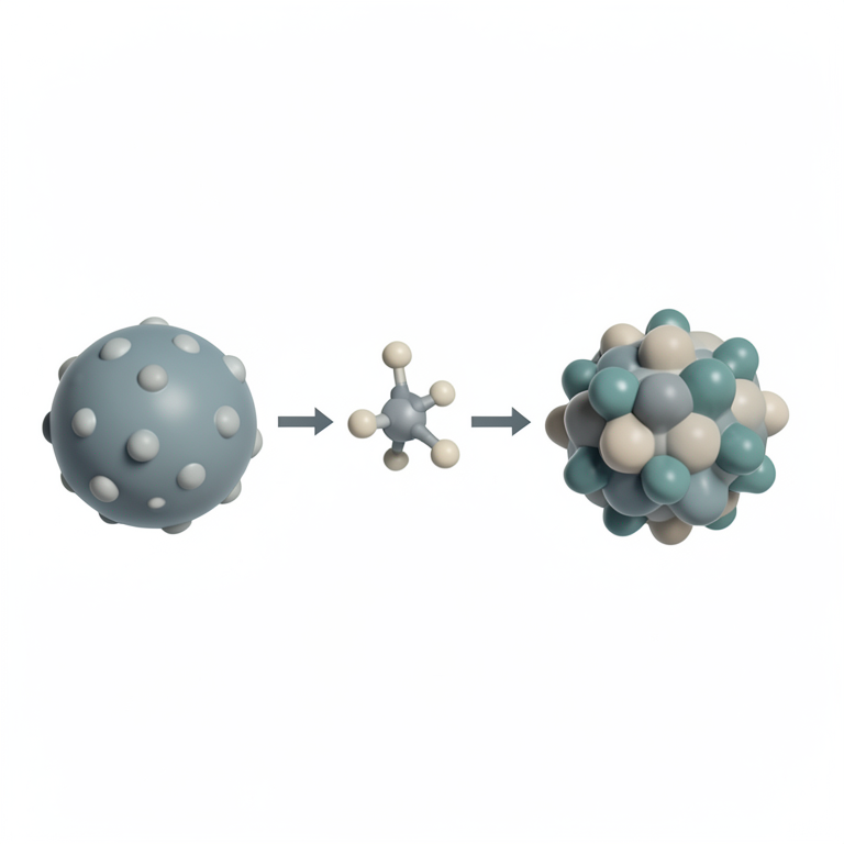 AI-generated conceptual illustration (amino-functionalized magnetic nanoparticles and laccase enzyme). It explains the idea and does not show study data.