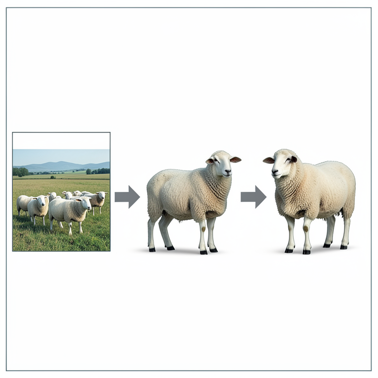 AI-generated conceptual illustration (Ethiopian sheep (rams)). It explains the idea and does not show study data.
