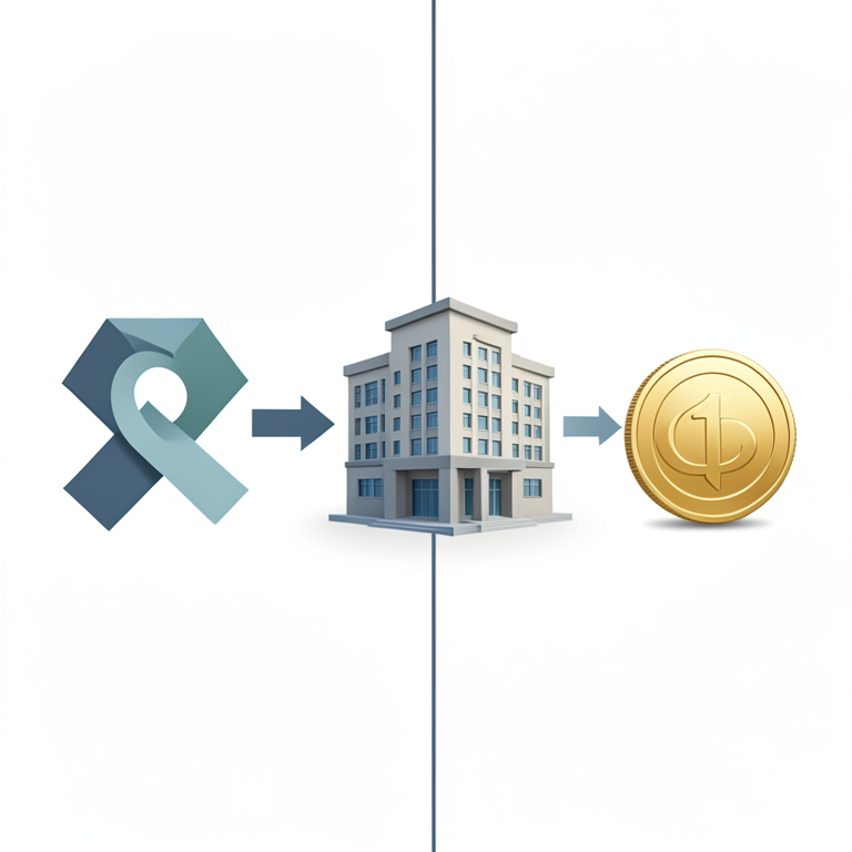 AI-generated conceptual illustration (A conceptual schematic of a healthcare financial management system). It explains the idea and does not show study data.