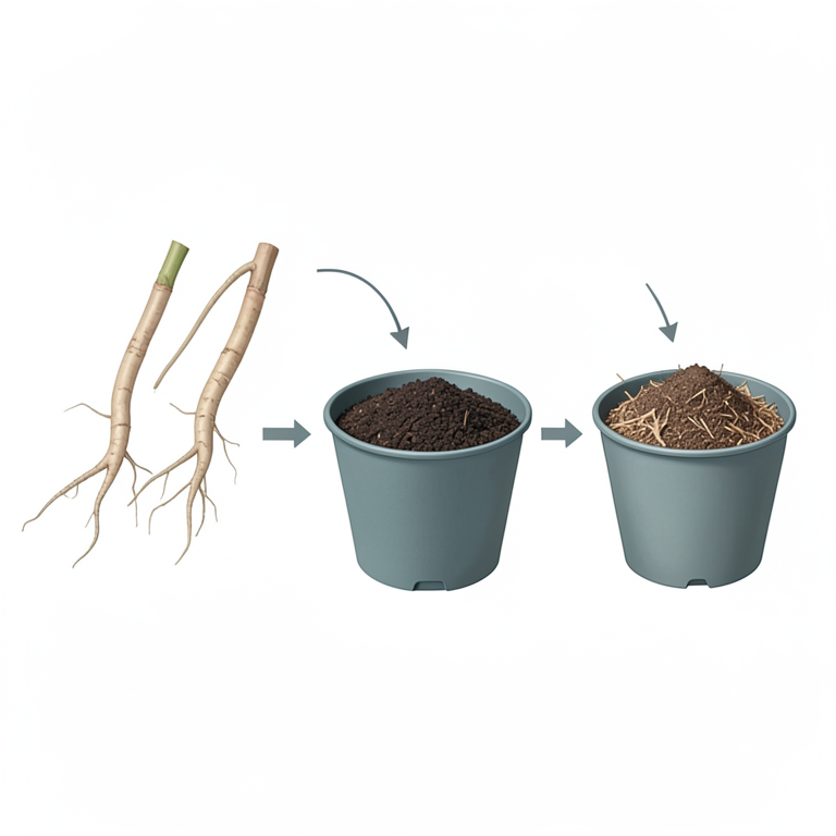 AI-generated conceptual illustration (Detarium microcarpum root segment cuttings). It explains the idea and does not show study data.