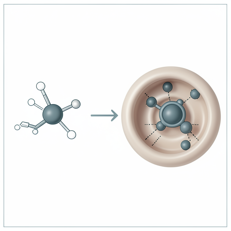 AI-generated conceptual illustration (A small molecule ligand binding to a protein receptor pocket). It explains the idea and does not show study data.