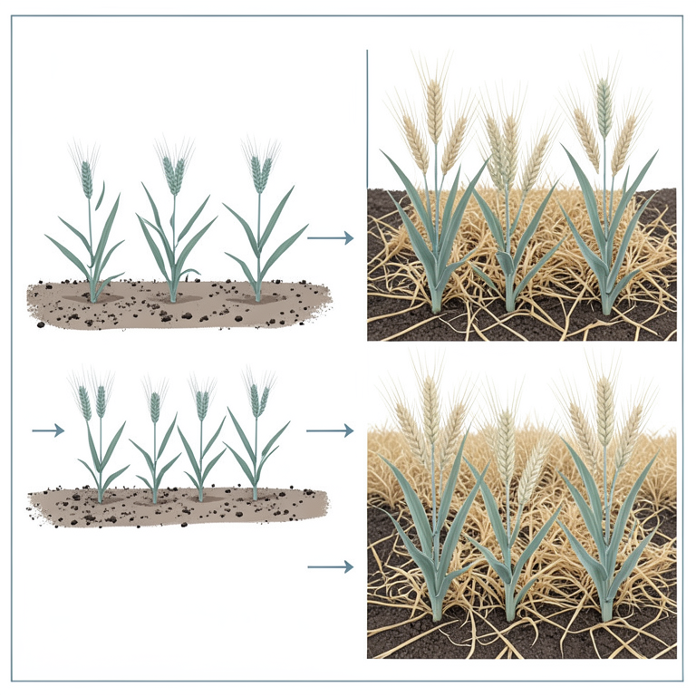 AI-generated conceptual illustration (wheat plants in soil). It explains the idea and does not show study data.