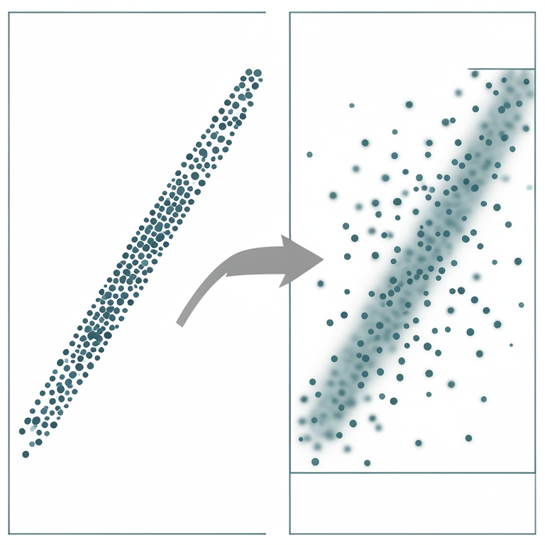 AI-generated conceptual illustration (A scatter plot of data points on a coordinate plane). It explains the idea and does not show study data.