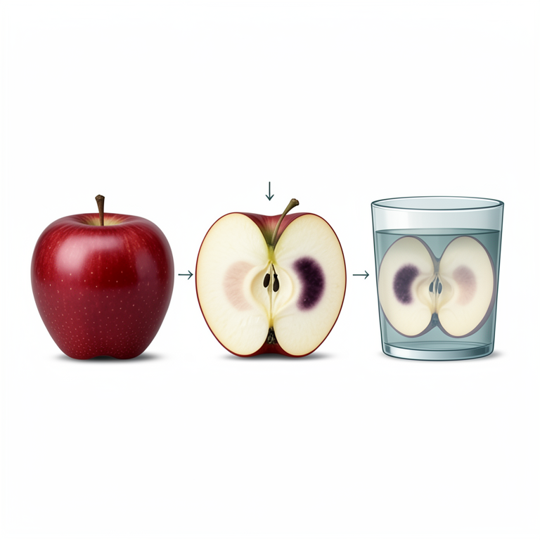 AI-generated conceptual illustration (Apple fruit (Malus domestica)). It explains the idea and does not show study data.