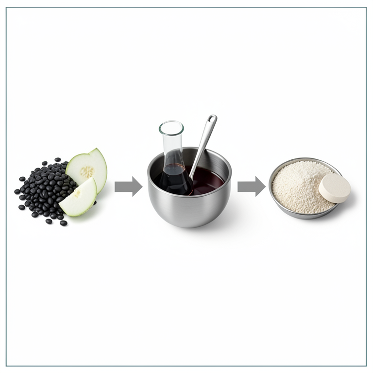 AI-generated conceptual illustration (black seeds and white melon fruit). It explains the idea and does not show study data.