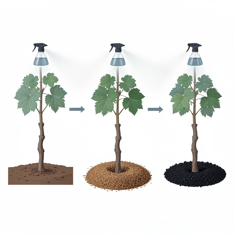 AI-generated conceptual illustration (young grape vines). It explains the idea and does not show study data.