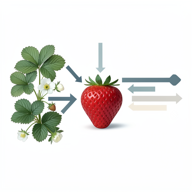 AI-generated conceptual illustration (strawberry plants). It explains the idea and does not show study data.