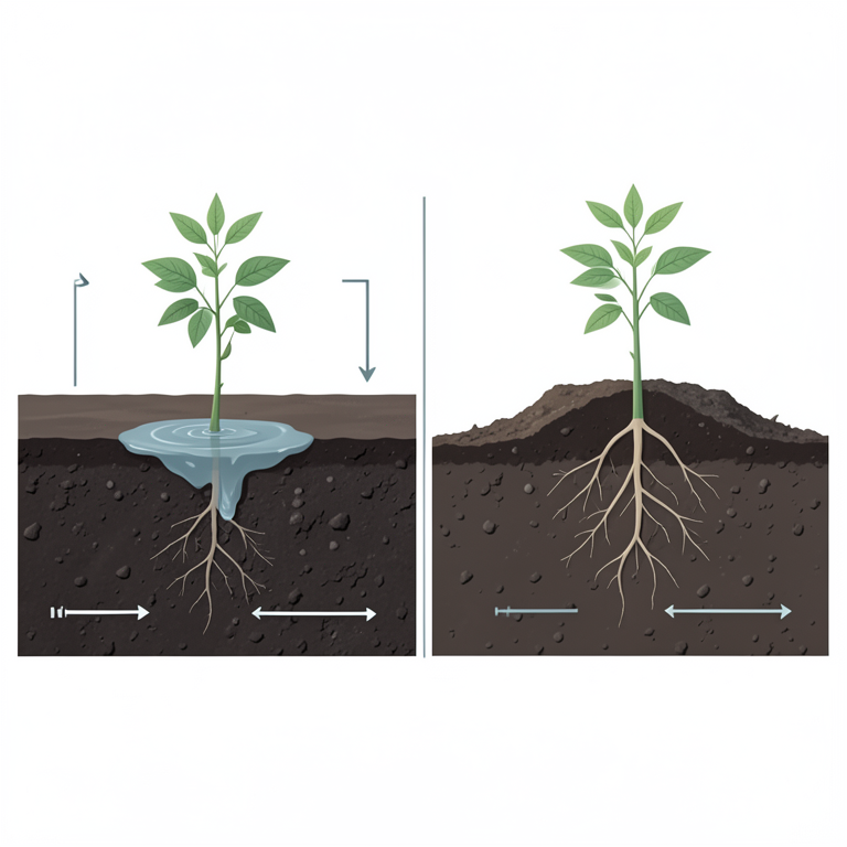 AI-generated conceptual illustration (Moringa oleifera (drumstick) seedlings in vertisol soil). It explains the idea and does not show study data.