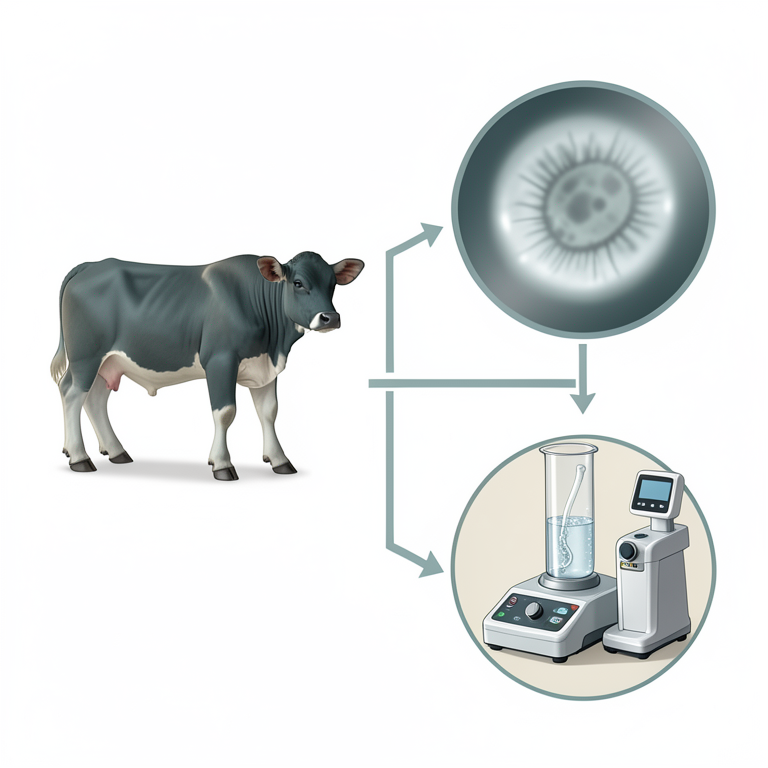 AI-generated conceptual illustration (Buffalo calves (Bubalus bubalis) and Buxtonella sulcata ciliates). It explains the idea and does not show study data.